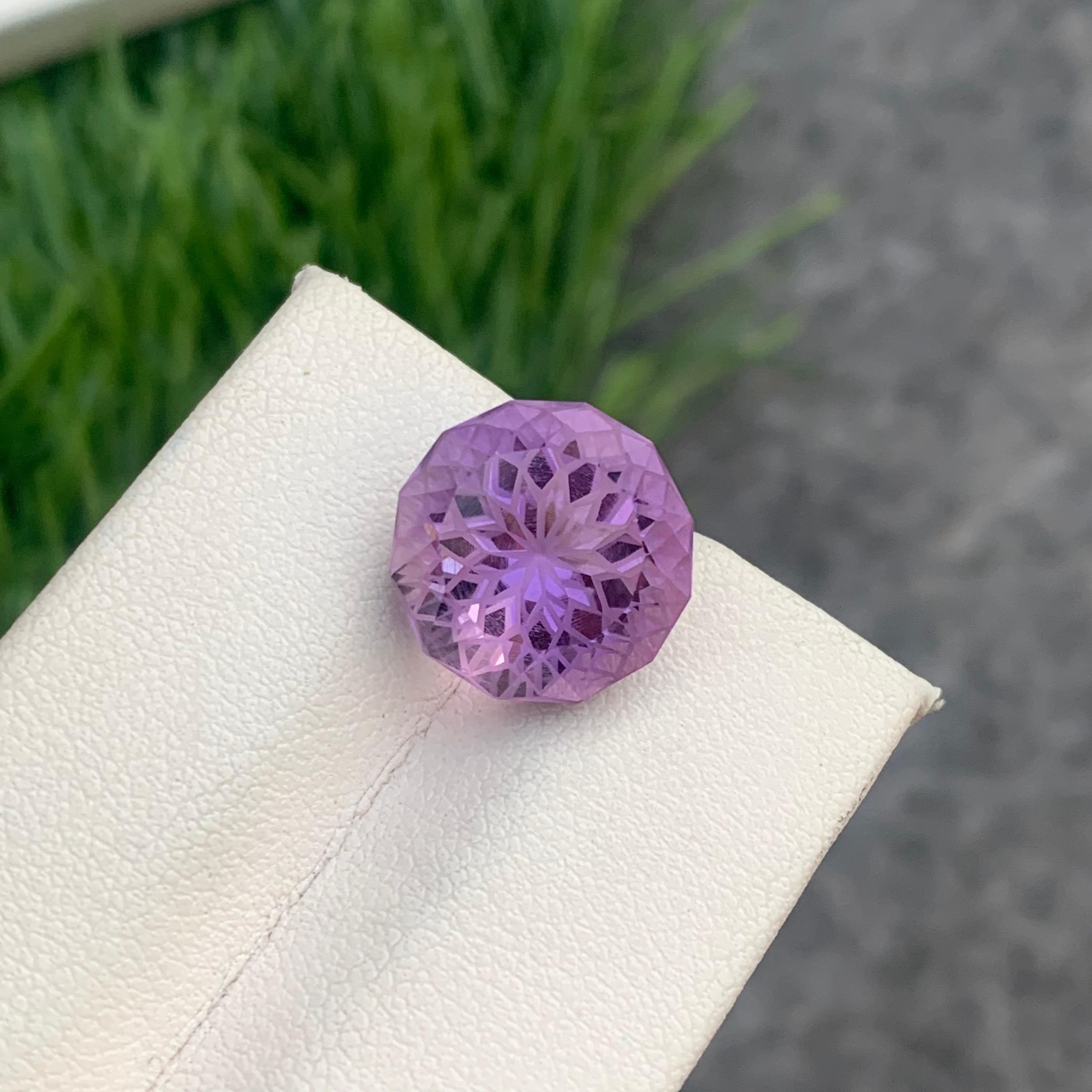 8.50 Carat Gorgeous Natural Loose Round Flower Cut Amethyst Ring Gem from Brazil For Sale 2