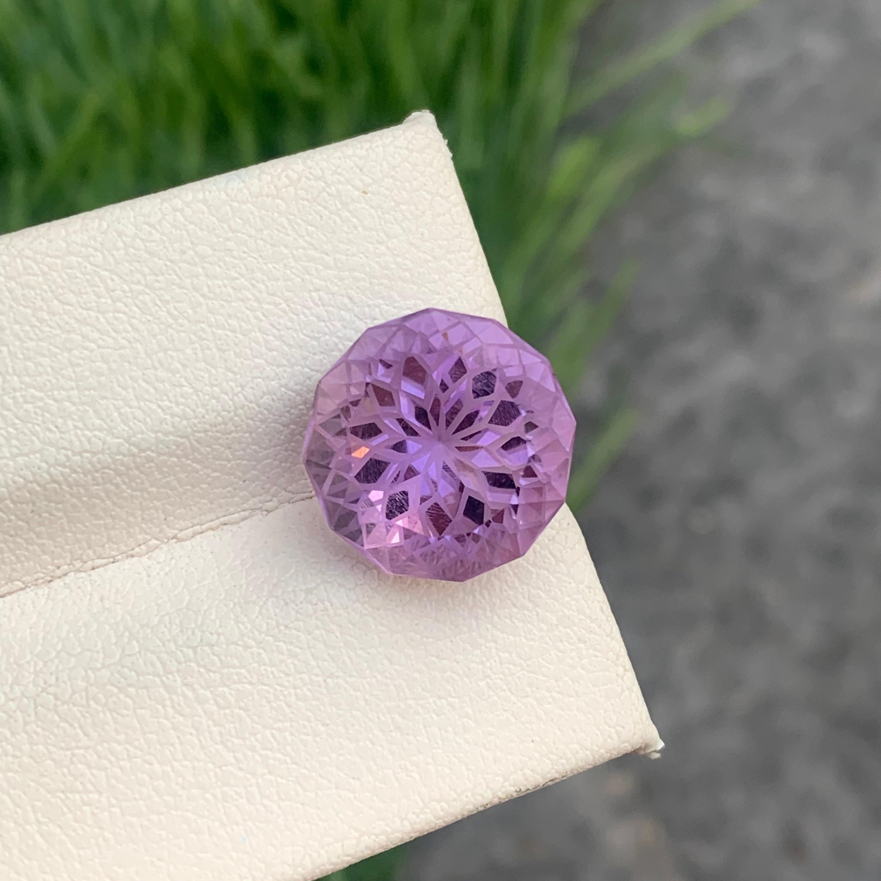 Round Cut 8.50 Carat Gorgeous Natural Loose Round Flower Cut Amethyst Ring Gem from Brazil For Sale
