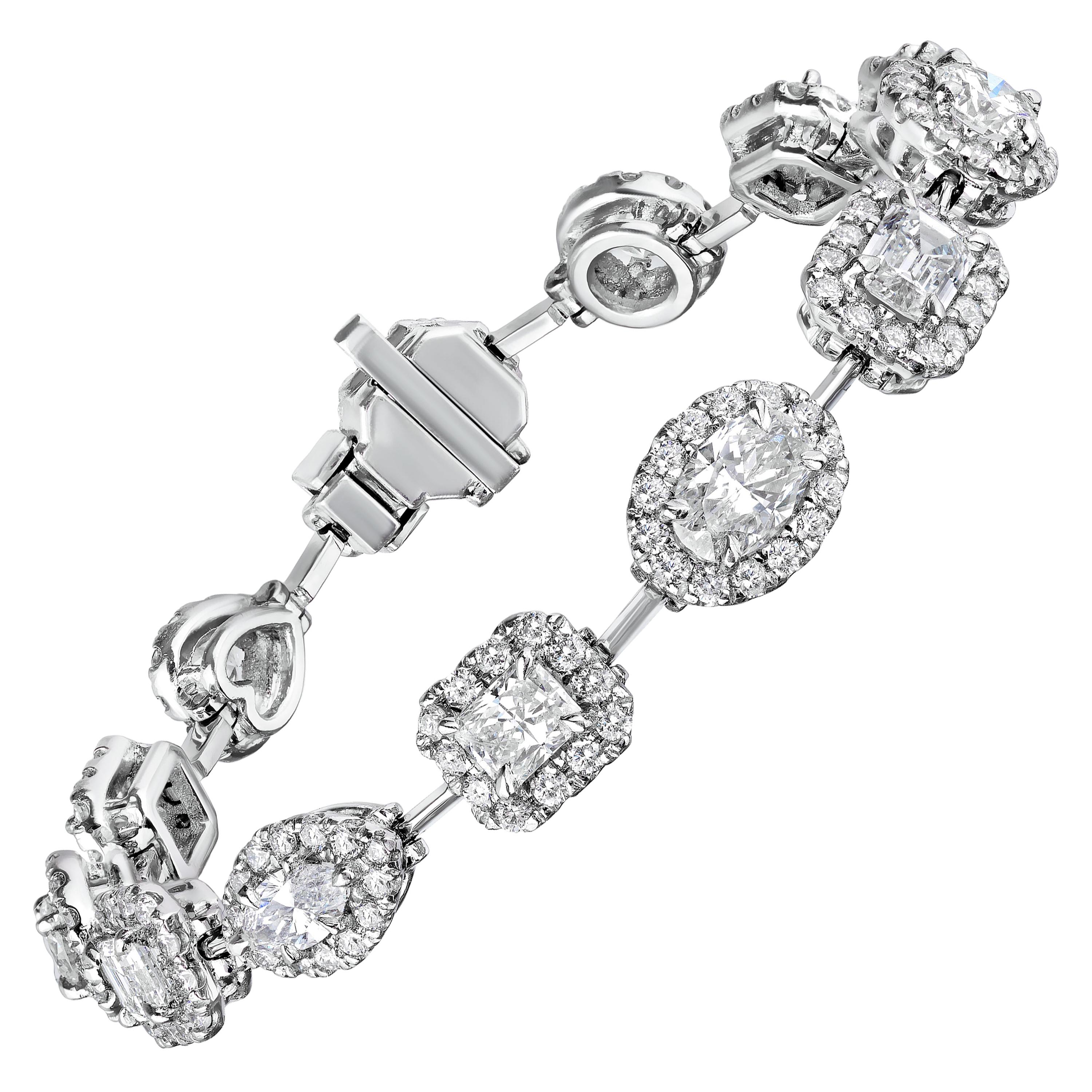 8.50 Carat Mixed Shape Diamond Bracelet For Sale