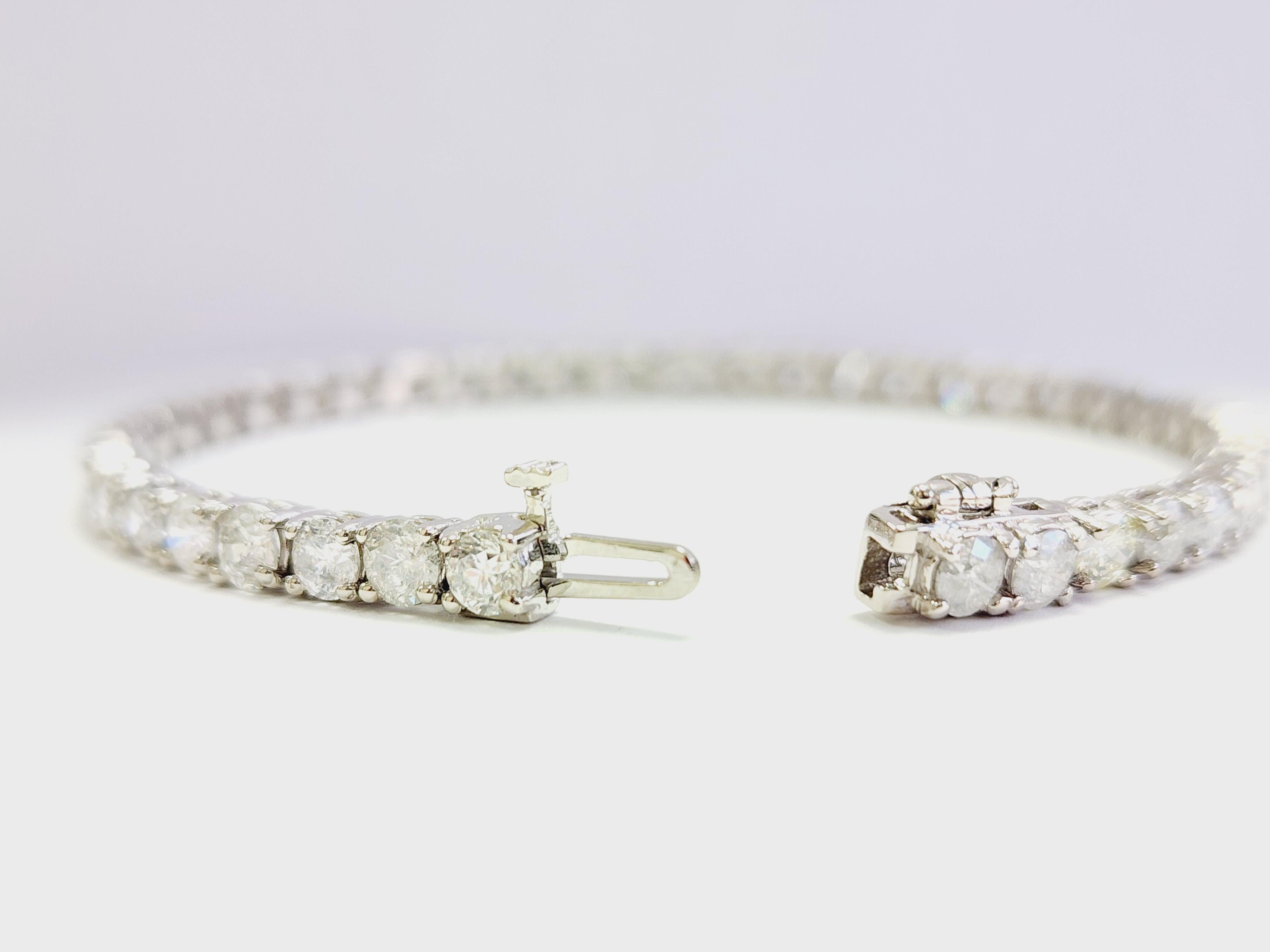 Brilliant Cut 8.50 Carat Natural Diamond Tennis Bracelet 14 Karat White Gold