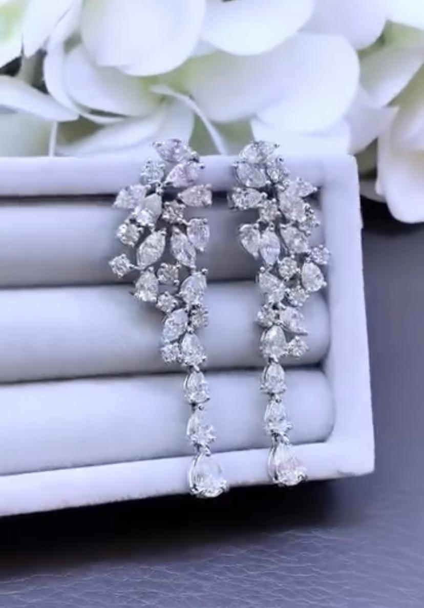 Taglio misto Diamanti naturali da 8,50 carati  Orecchini splendidi in oro 18k in vendita