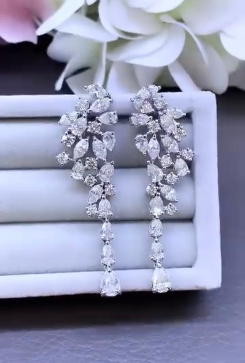 8.50 Carat Natural Diamonds  18k Gold Gorgeous Earrings For Sale 1