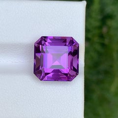 8.50 Carat Natural Loose Purple Amethyst Stone Asscher Cut Brazilian Gemstone