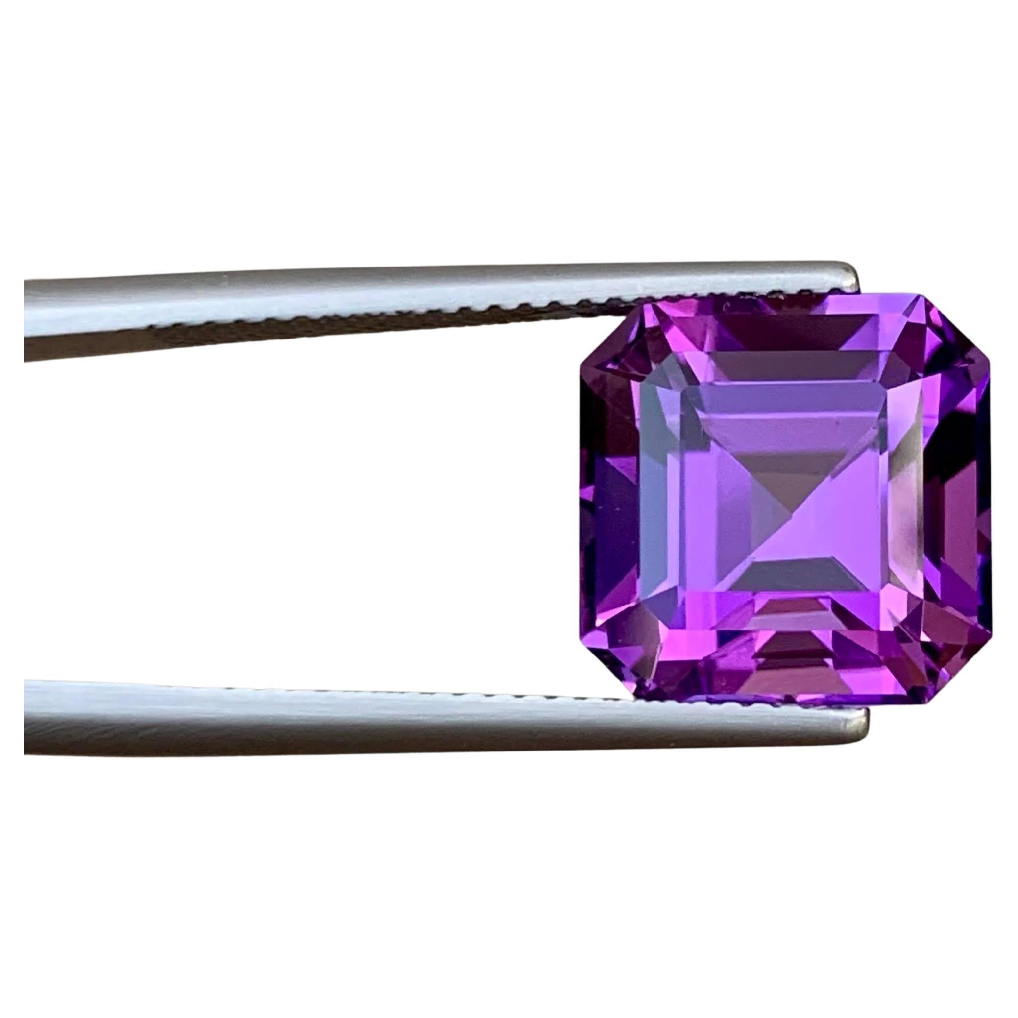8.50 Karat Natürlicher Loser Lila Amethyst Stein Asscher Schliff Brasilianischer Edelstein im Angebot