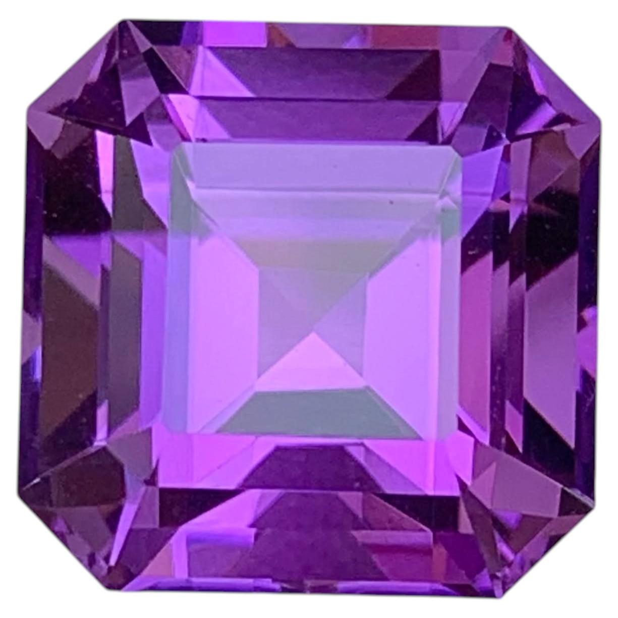 8.50 Carat Natural Loose Purple Amethyst Stone Asscher Cut Brazilian Gemstone