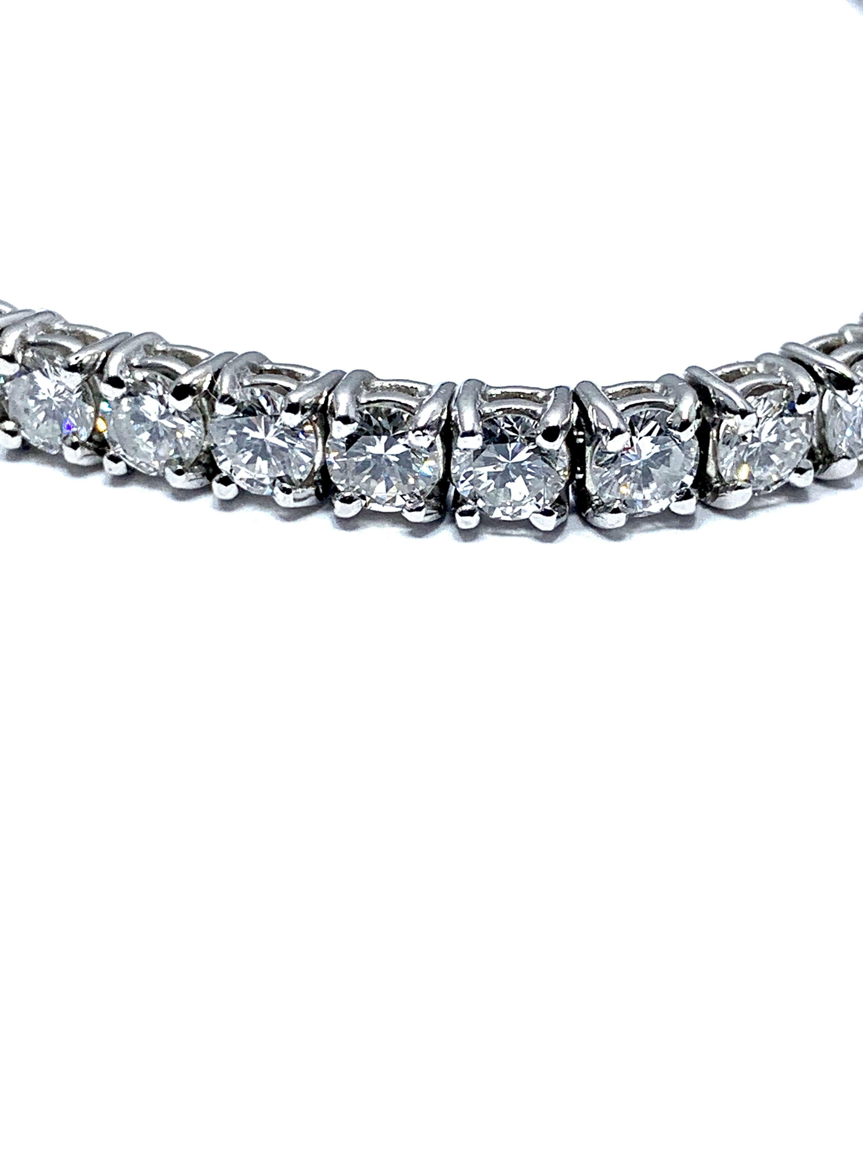 Modern 8.50 Carat Round Brilliant Diamond Platinum Straight Line Tennis Bracelet