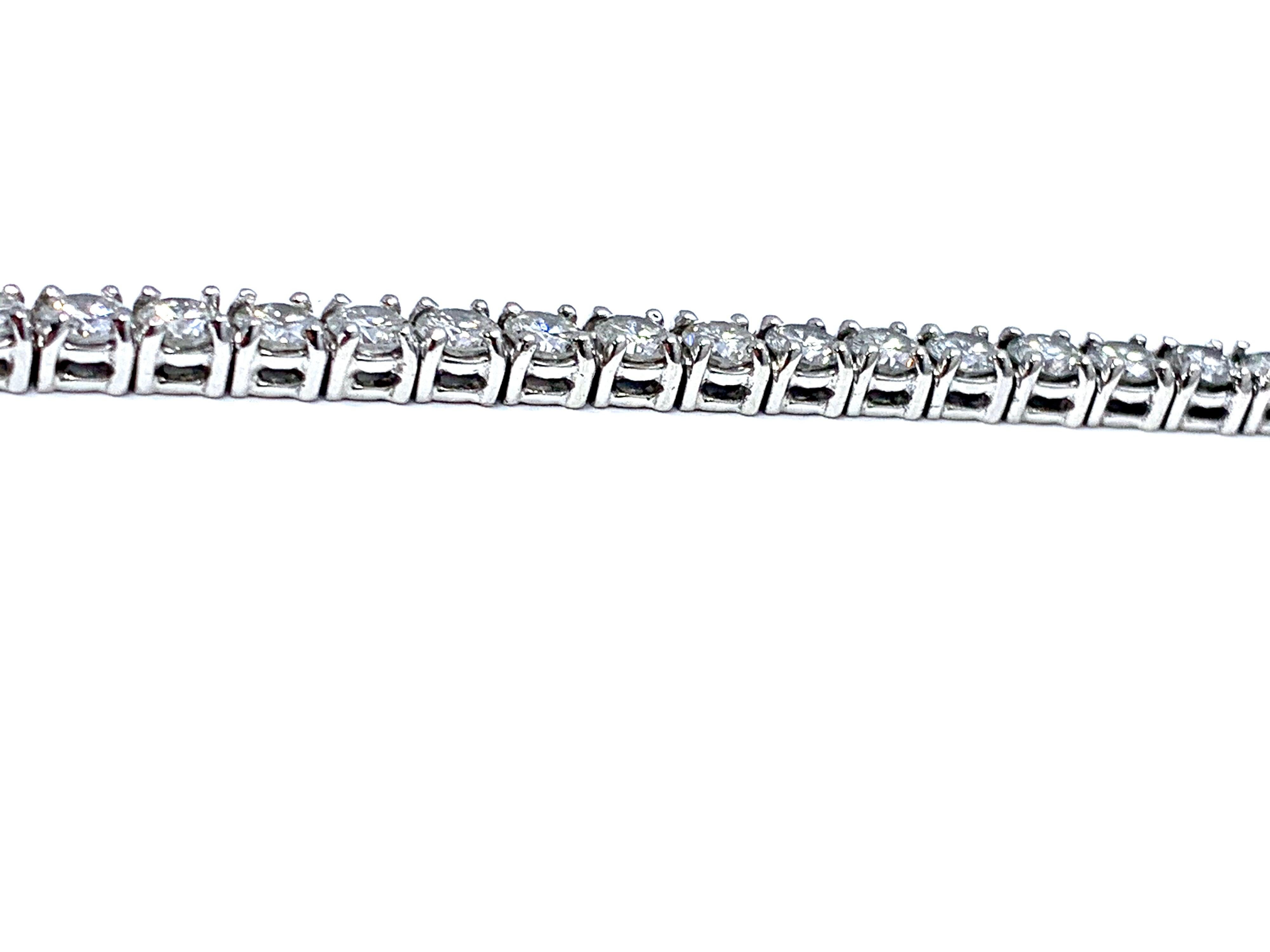 8.50 Carat Round Brilliant Diamond Platinum Straight Line Tennis Bracelet In Excellent Condition In Chevy Chase, MD