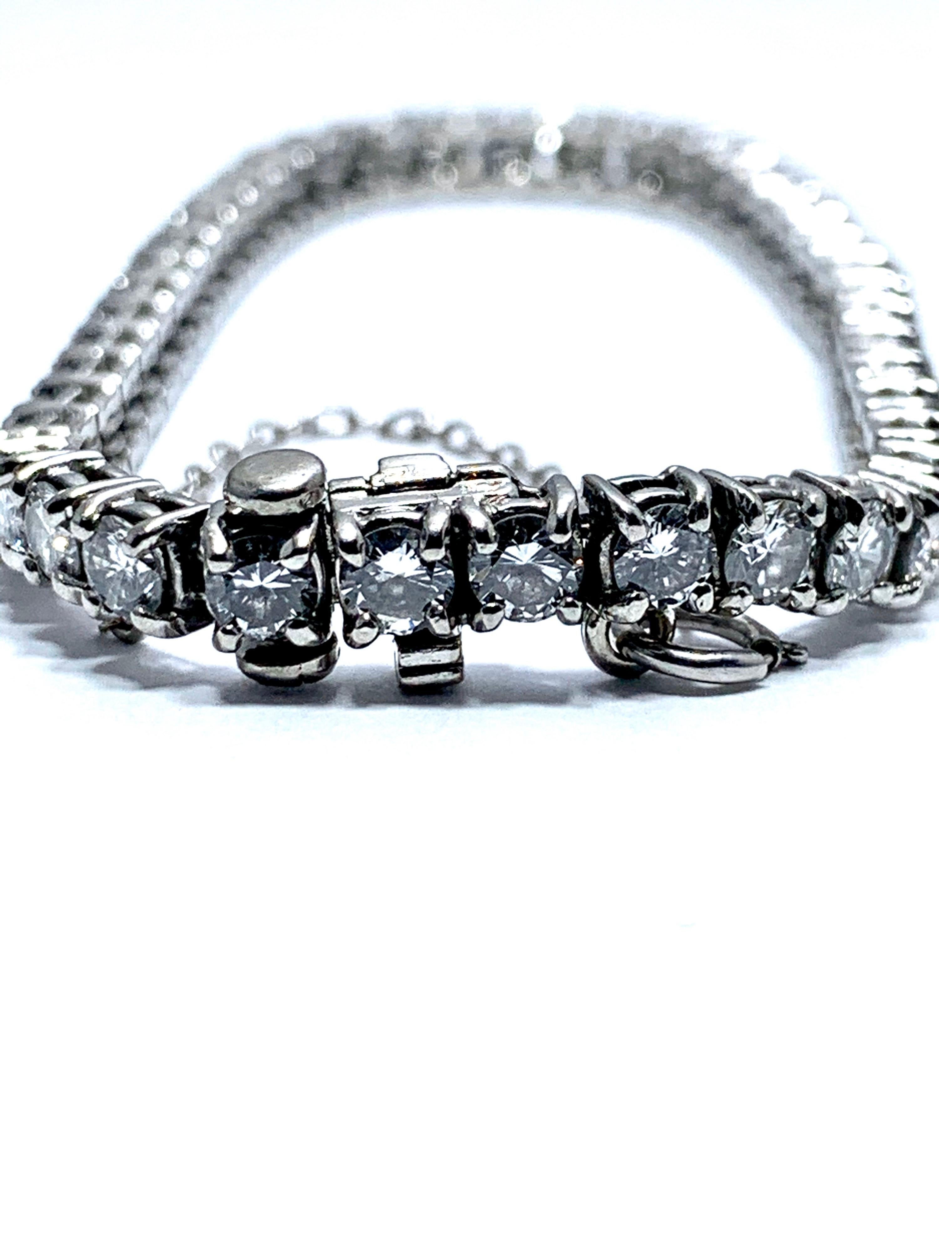 8.50 Carat Round Brilliant Diamond Platinum Straight Line Tennis Bracelet 2