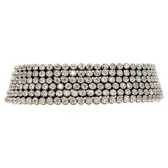 six color pictures all in a row 8.50 Carat Round Brilliant Diamond Six-Row Tennis Bracelet 18 Karat White Gold