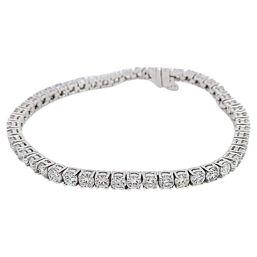 Bracciale da tennis in oro bianco 14 carati da 8,50 carati con diamante tondo brillante G SI1