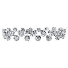Bracelet en or blanc 14 carats avec chaton à bulles et diamants ronds de 8,50 carats