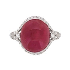 8.50 Carat Ruby Art Deco Dress Ring with Diamonds, circa 1920s