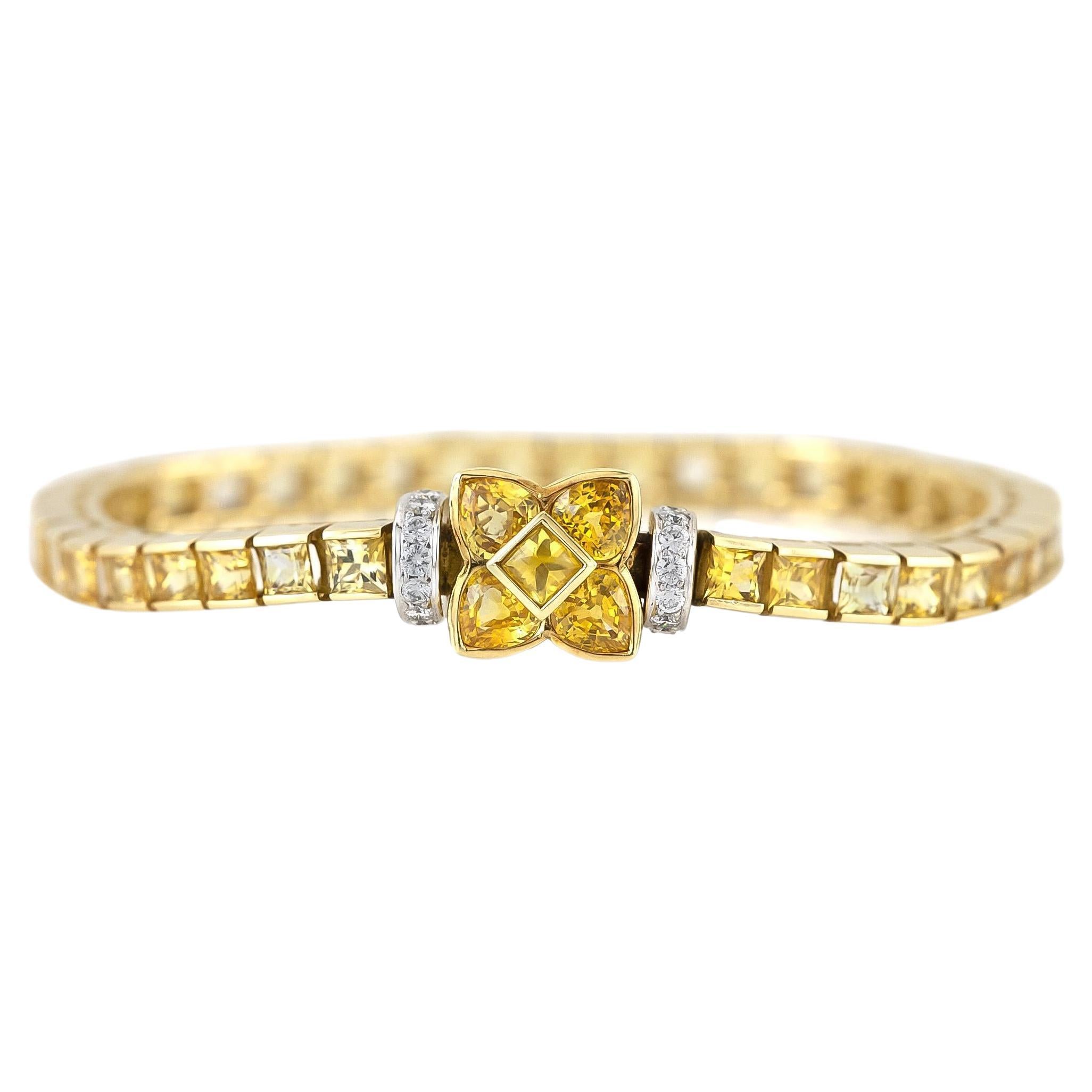 8.50 Carat Yellow Sapphire Line Bracelet