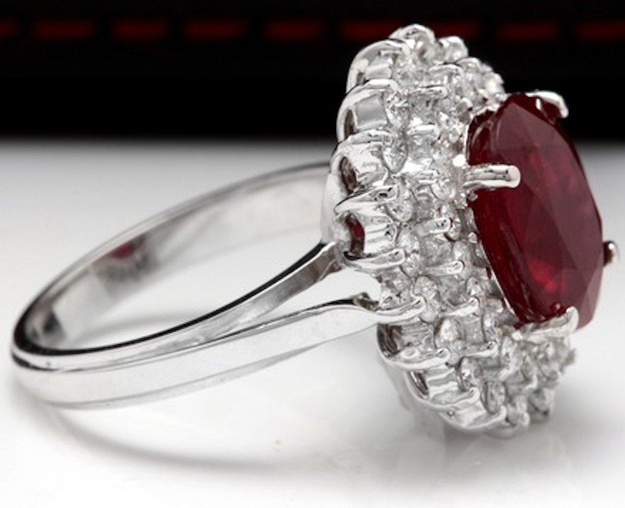 8.50 Carat Impressive Red Ruby and Natural Diamond 14 Karat White Gold ...