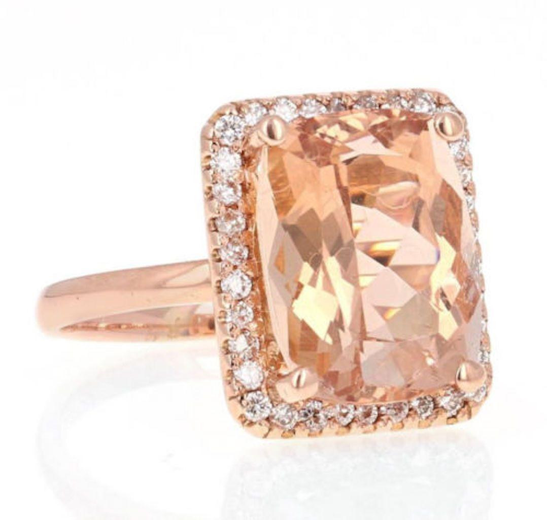 8.50 Carats Natural Morganite and Diamond 14K Solid Rose Gold Ring

Total Natural Cushion Morganite Weights: Approx. 8.00 Carats

Natural Round Diamonds Weight: Approx. 0.50 Carats (color G-H / Clarity SI1-SI2)

Ring size: 7 (we offer free re-sizing