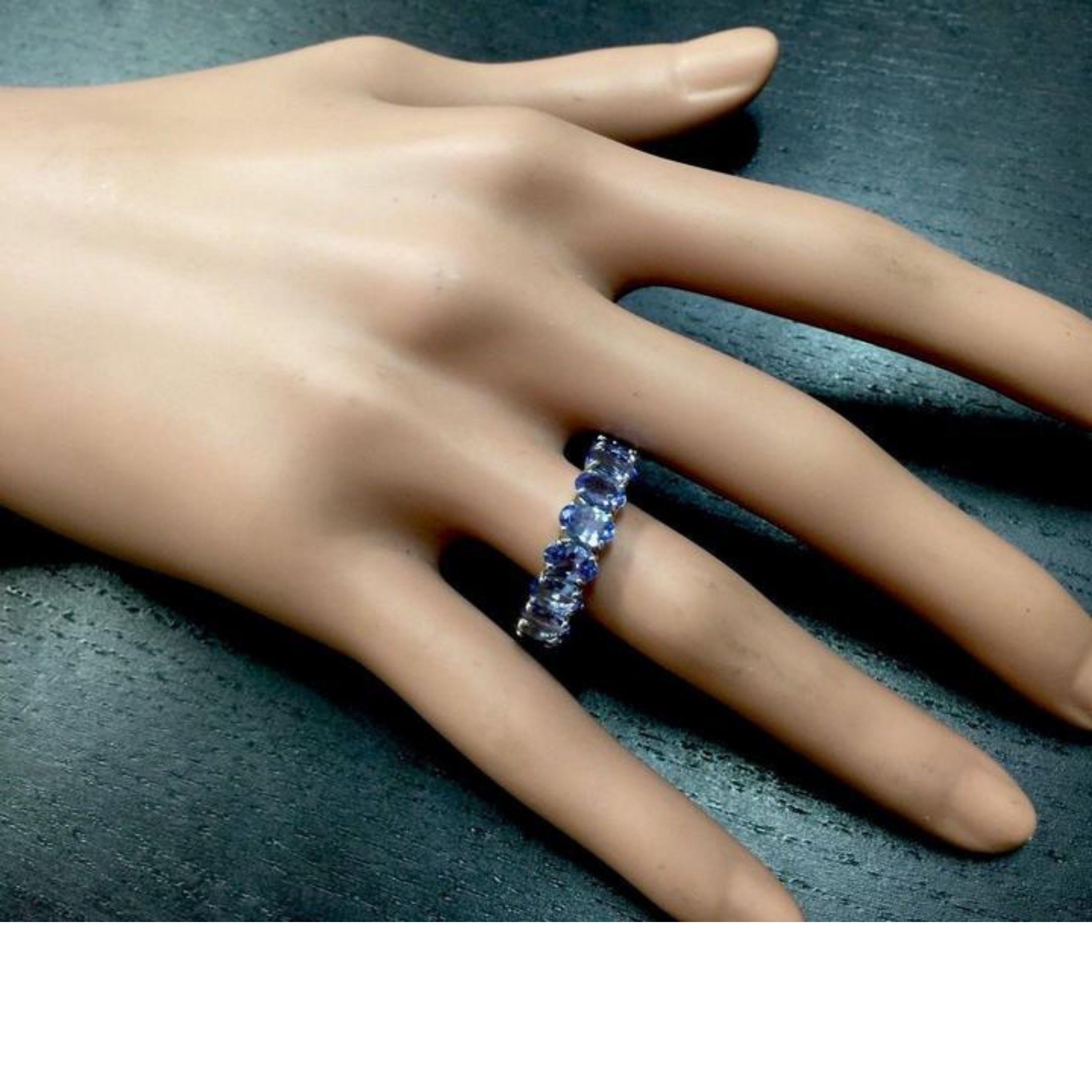 8.50 Carat Natural Very Nice Looking Tanzanite 14 Karat Solid White Gold Ring In New Condition For Sale In Los Angeles, CA