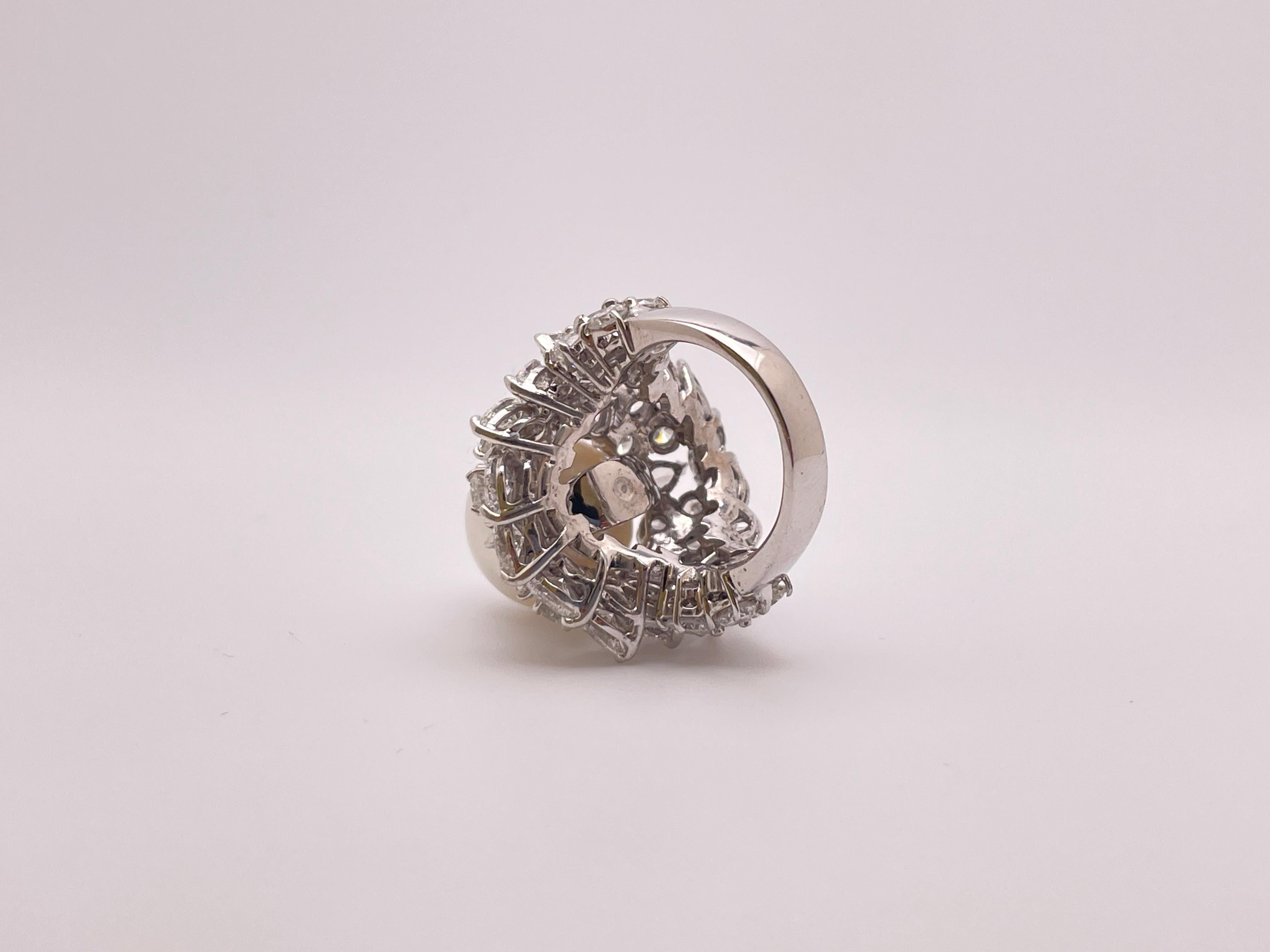 Anello Ballerina con diamante e perla bianca naturale 8,50 CT in vendita 2