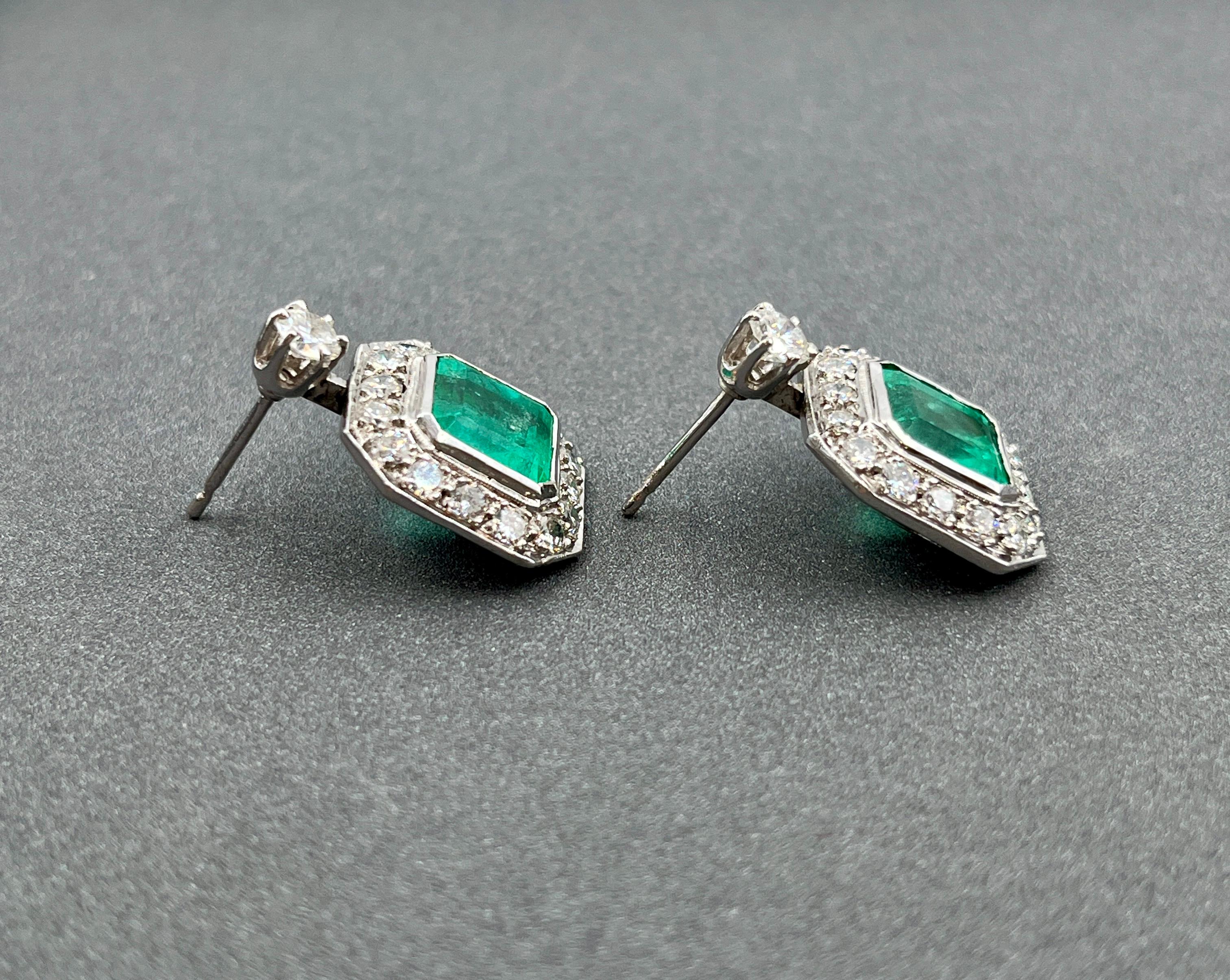 Pendientes de esmeralda colombiana y diamante de 8,50 quilates con certificado GIA Corte esmeralda