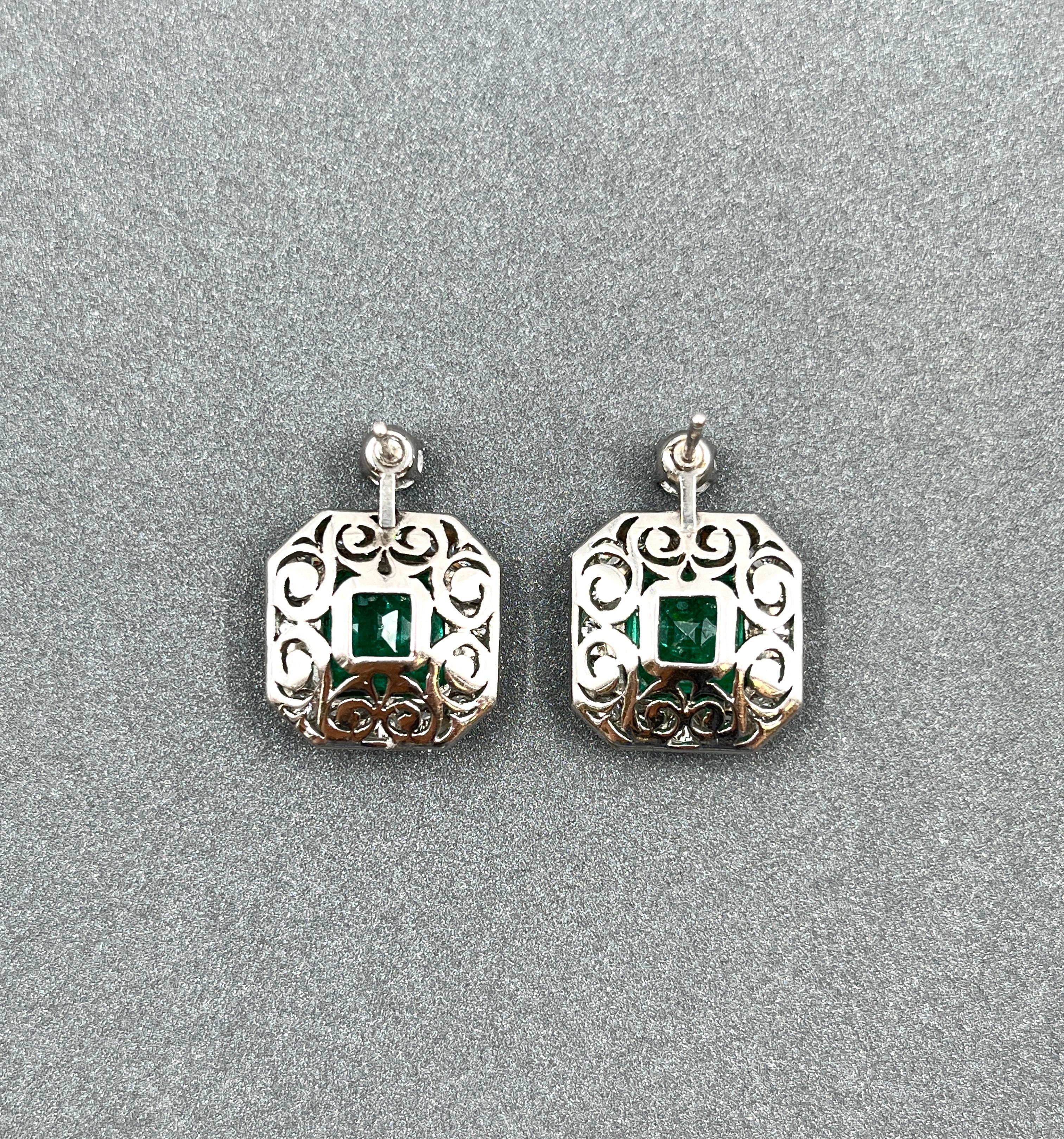 Femenino o masculino Pendientes de esmeralda colombiana y diamante de 8,50 quilates con certificado GIA