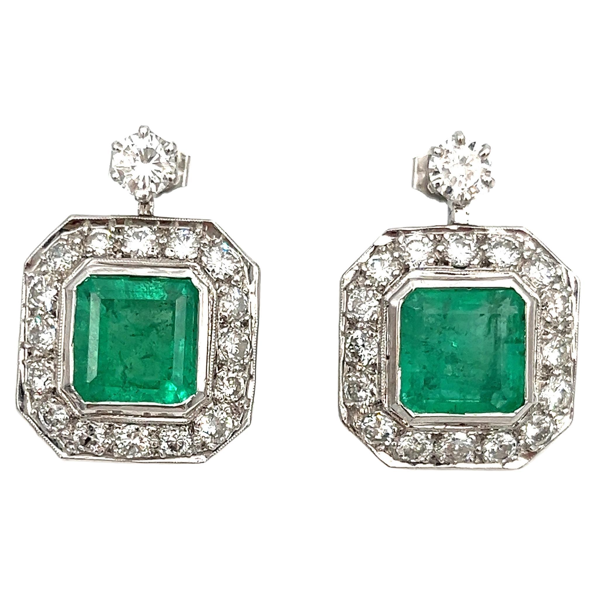 8,50 Karat GIA-zertifizierte kolumbianische Smaragd- und Diamant-Ohrringe im Angebot