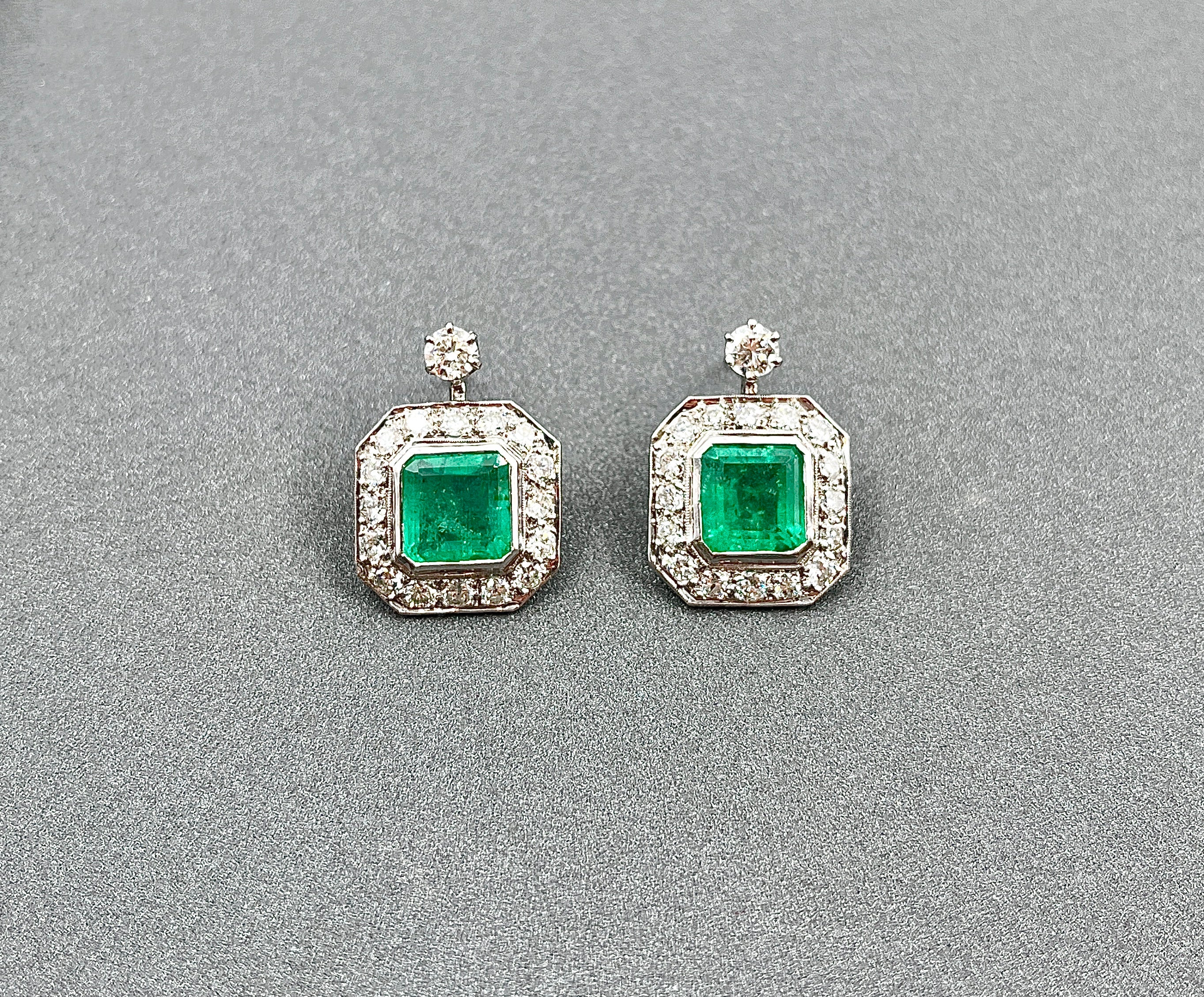 Pendientes de esmeralda colombiana y diamante de 8,50 quilates con certificado GIA