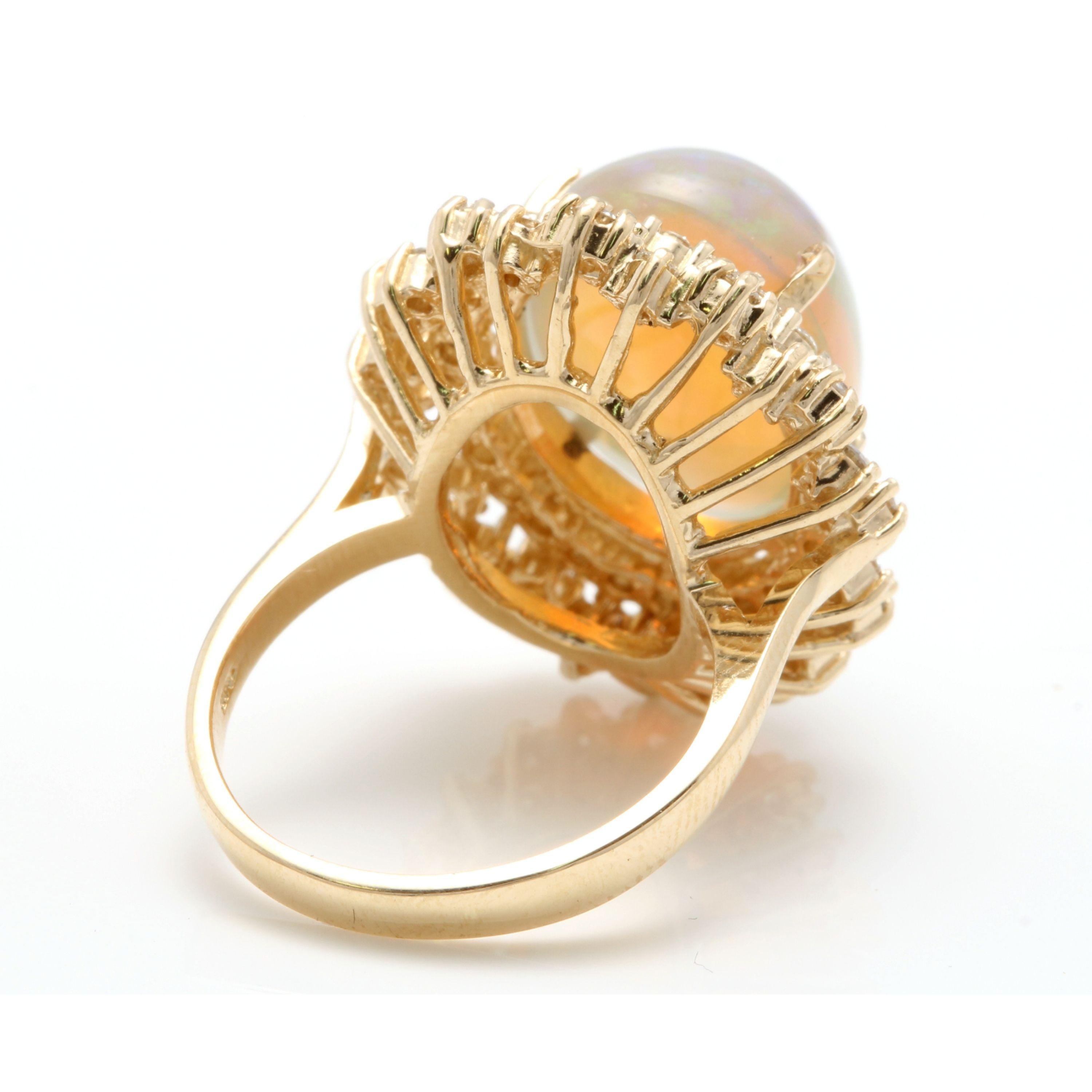 8.50 Quilates Natural Impresionante Opalo Etíope y Diamante Anillo de Oro Macizo de 14 Kilates en Nuevo estado para la venta en Los Angeles, CA