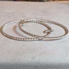 8.50 cttw Inside Out Round Diamond Large Hoop Earrings in 18k White Gold