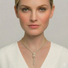 850 Round Diamond Yellow Gold Zipper Necklace