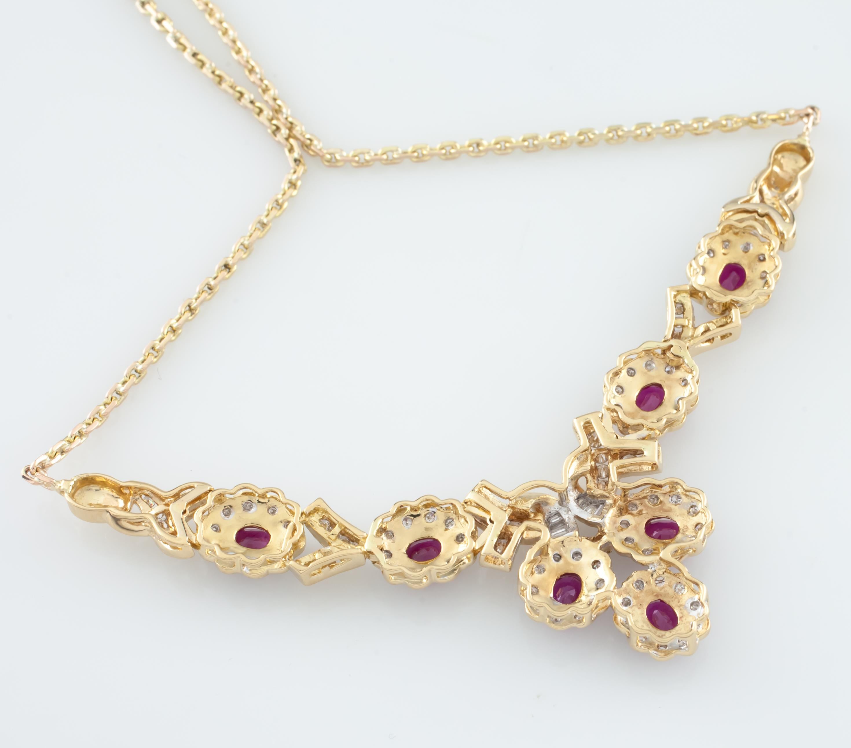 8.50 Carat Ruby and Diamond Drop Necklace in 18 Karat Yellow Gold 5