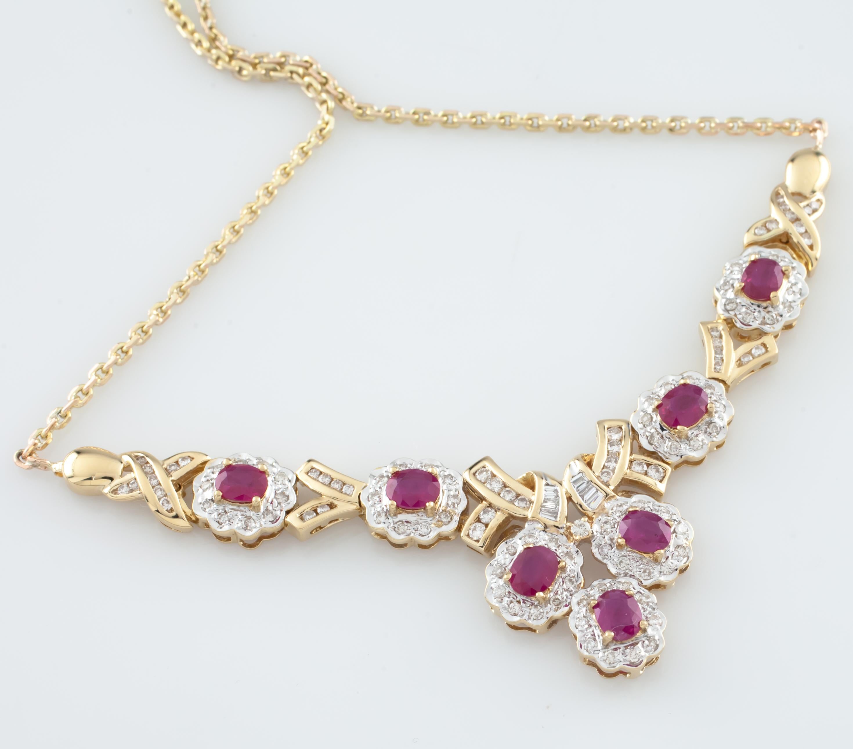 8.50 Carat Ruby and Diamond Drop Necklace in 18 Karat Yellow Gold 4