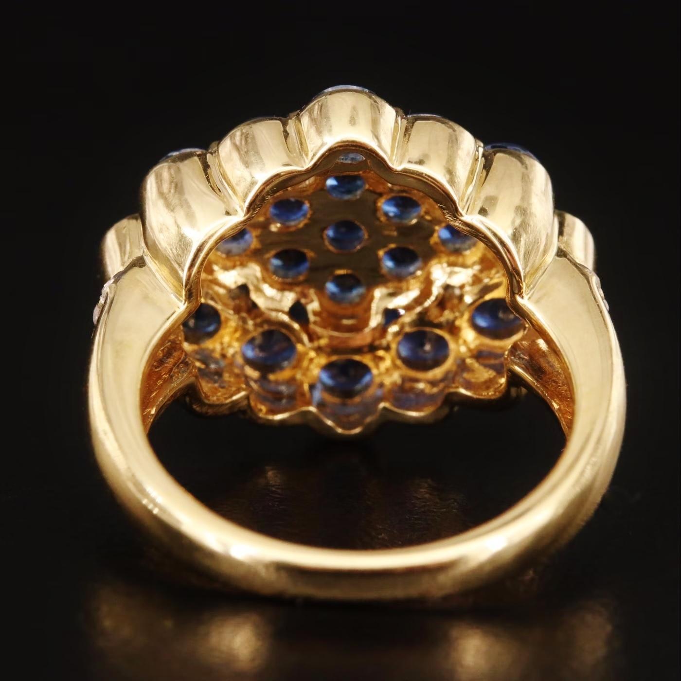 $8500 / Neu / Amayani Italien Designer-Ring / Diamant & Ceylon Blauer Saphir / 18k Damen