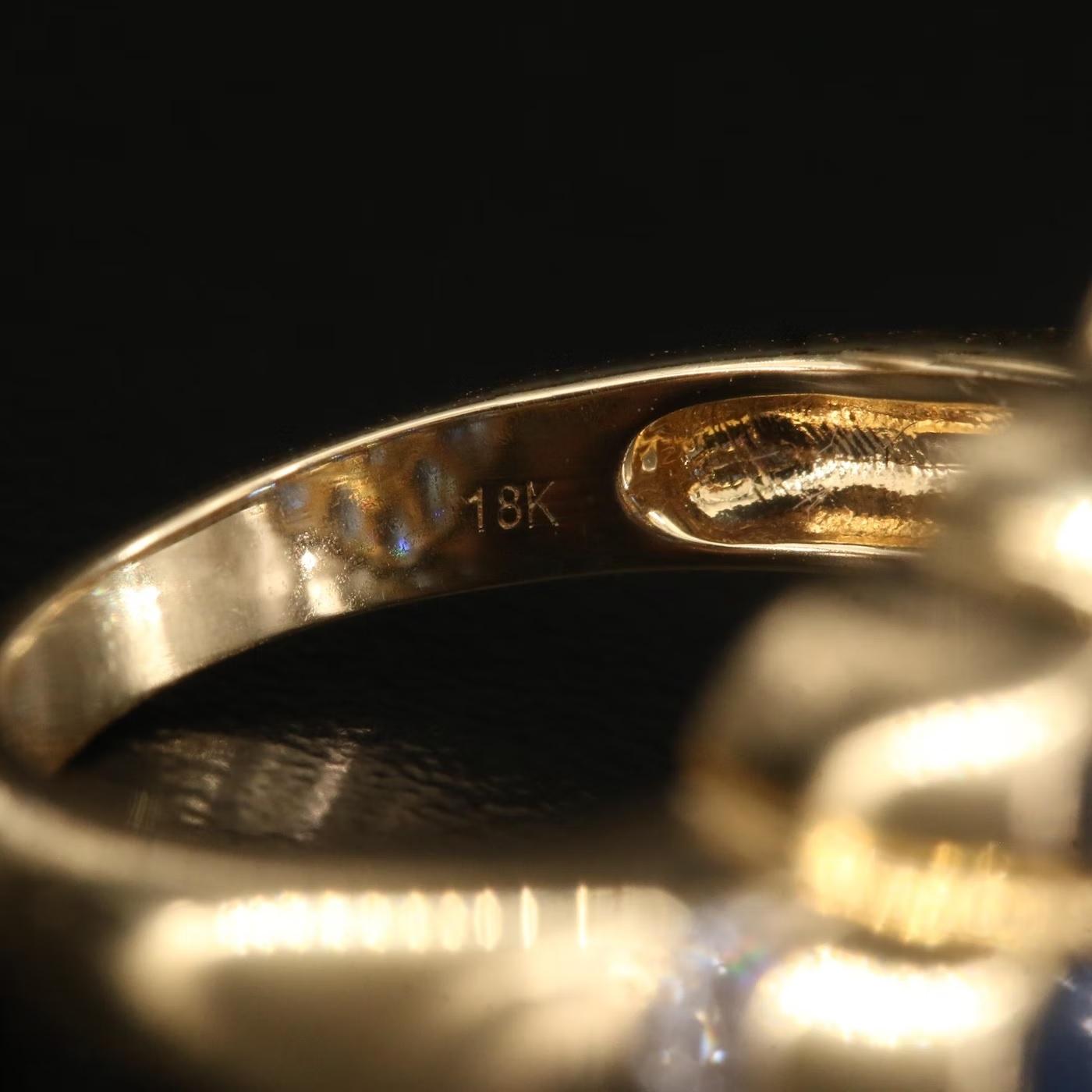 $8500 / Neu / Amayani Italien Designer-Ring / Diamant & Ceylon Blauer Saphir / 18k 3