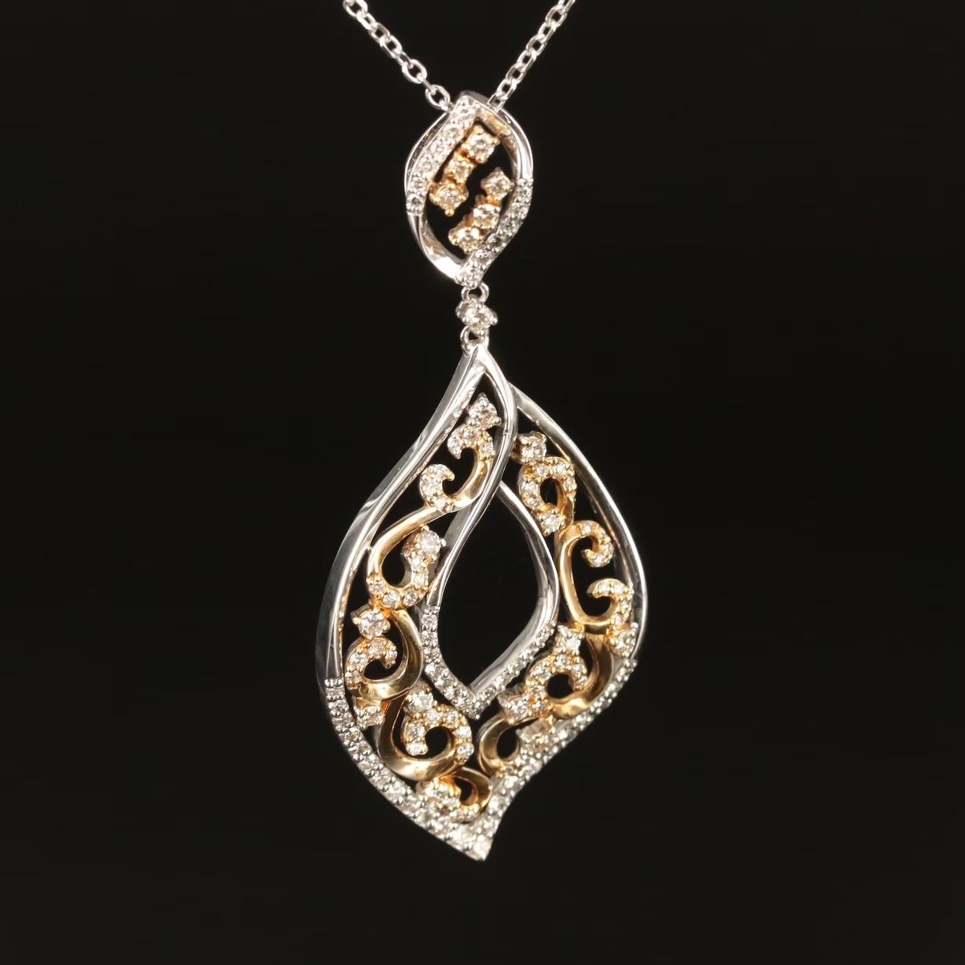 $8500 / NEU / Statement übergroße EFFY 1.79 CT Diamant-Blatt-Halskette / 14K Gold (Rundschliff)