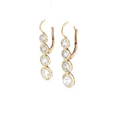 8.50ct Old European & Round Diamond 18K Gold Vintage Drop Earrings