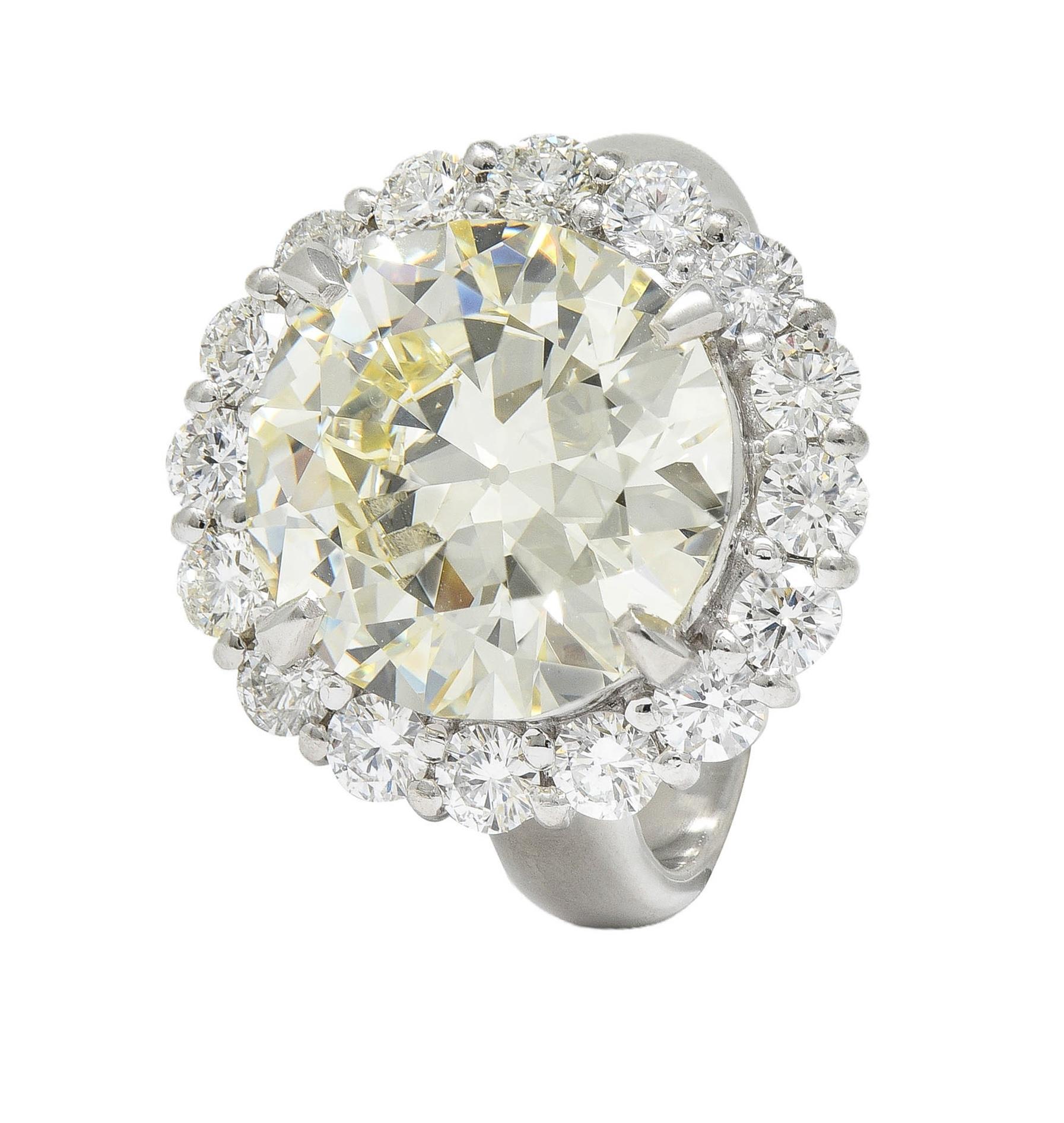 8.51 CTW Antiguo Diamante Corte Europeo Anillo de Compromiso Halo Vintage Platino GIA en venta 5