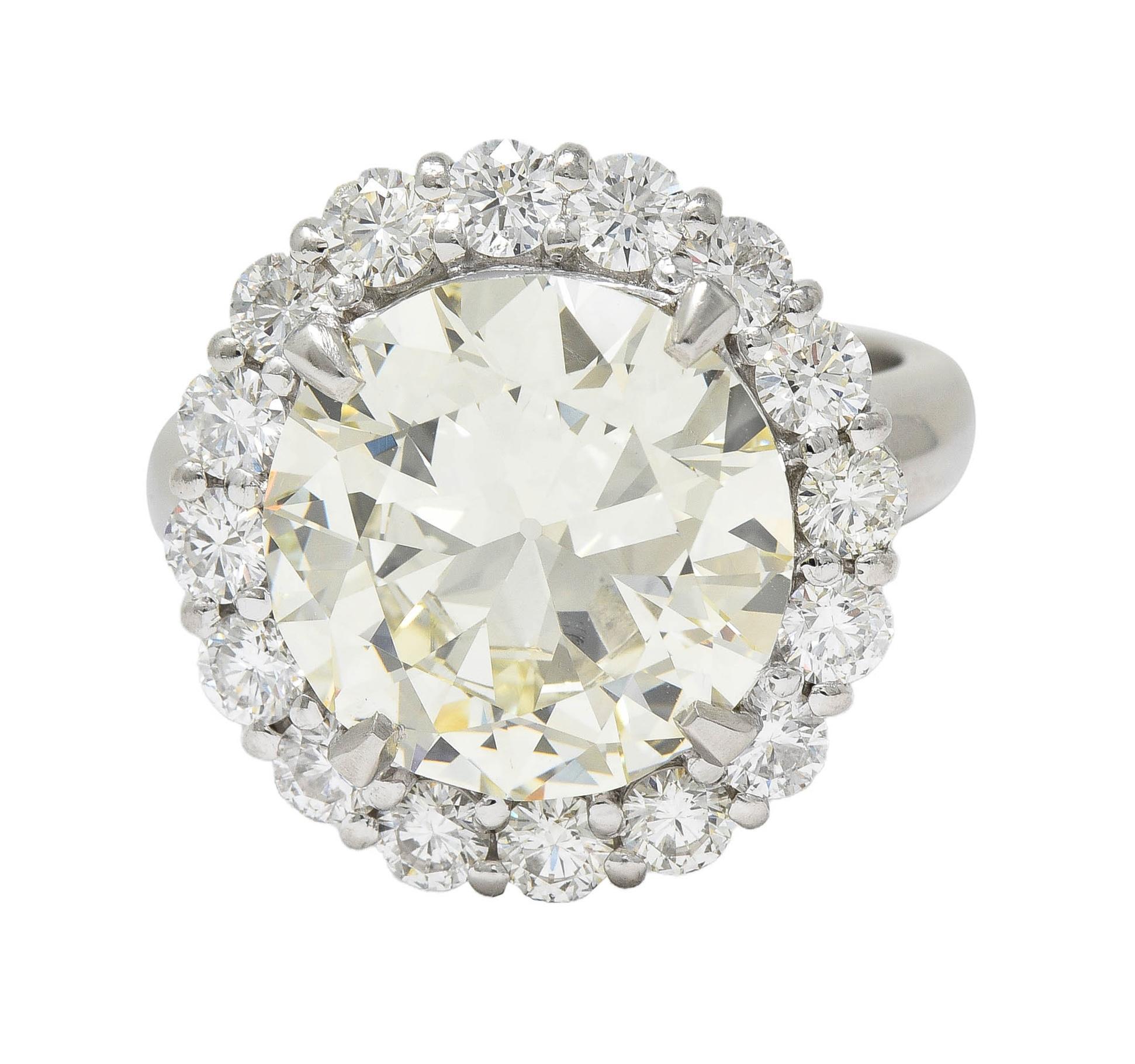 8.51 CTW Antiguo Diamante Corte Europeo Anillo de Compromiso Halo Vintage Platino GIA en venta 6