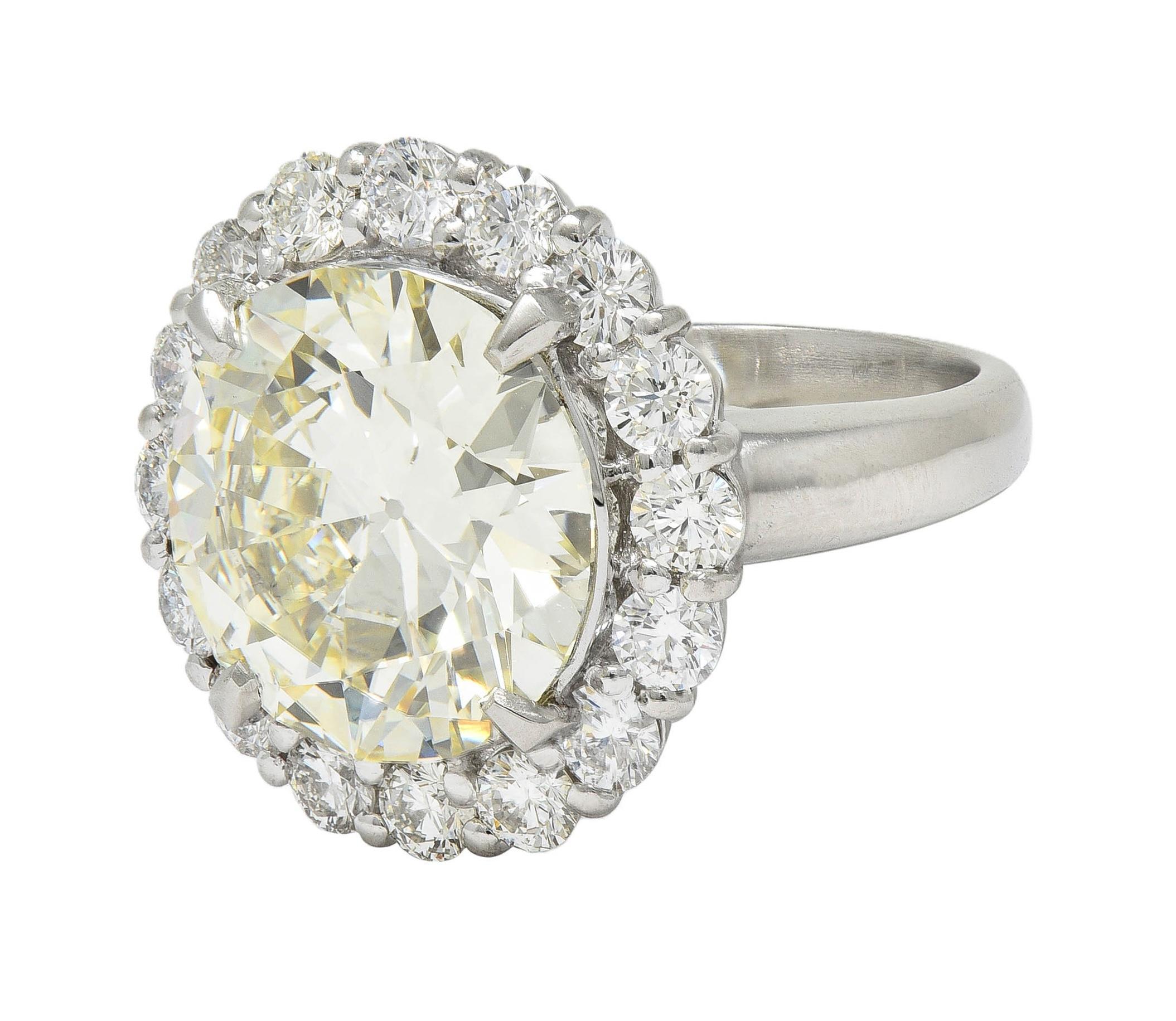 8.51 CTW Antiguo Diamante Corte Europeo Anillo de Compromiso Halo Vintage Platino GIA en venta 2