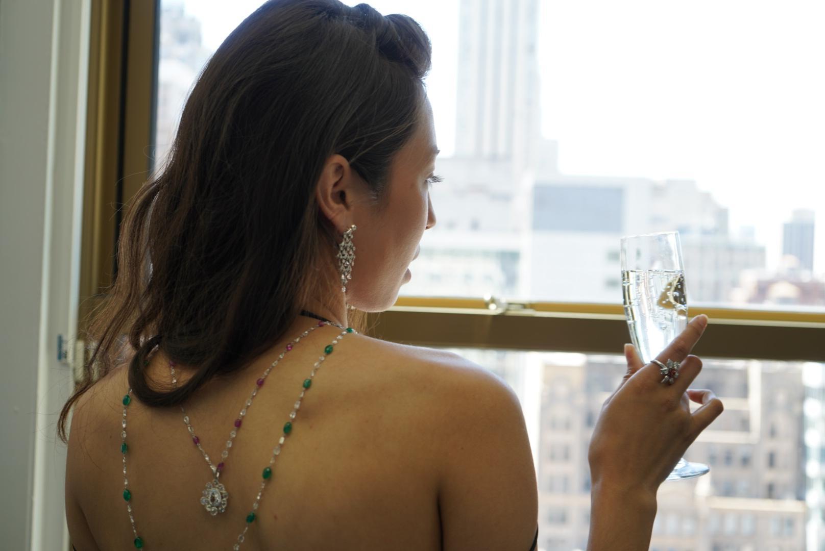 Collana a catena lunga in platino con diamanti e rubini da 8,52 carati in vendita 3