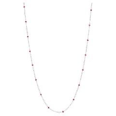Collier à longue chaîne en platine avec diamants et rubis de 8,52 carats
