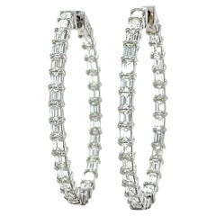 Pendientes de aro de diamantes talla esmeralda de 8,52 quilates