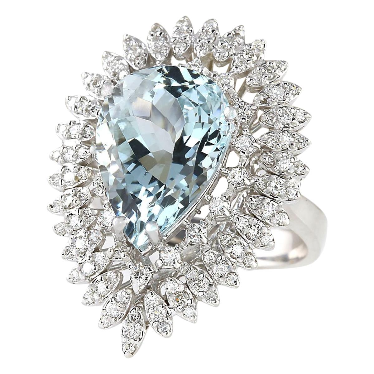 Stamped: 14K White Gold
Total Ring Weight: 8.4 Grams
Total Natural Aquamarine Weight is 7.02 Carat (Measures: 15.00x11.00 mm)
Color: Blue
Total Natural Diamond Weight is 1.50 Carat
Color: F-G, Clarity: VS2-SI1
Face Measures: 29.20x21.75 mm
Sku:
