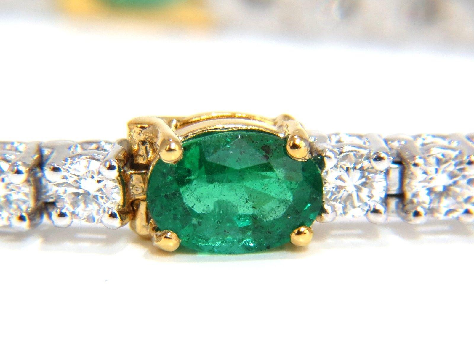 8.52 Carat Natural Emeralds and Diamonds Tennis Bracelet 14 Karat Zambia Greens 1