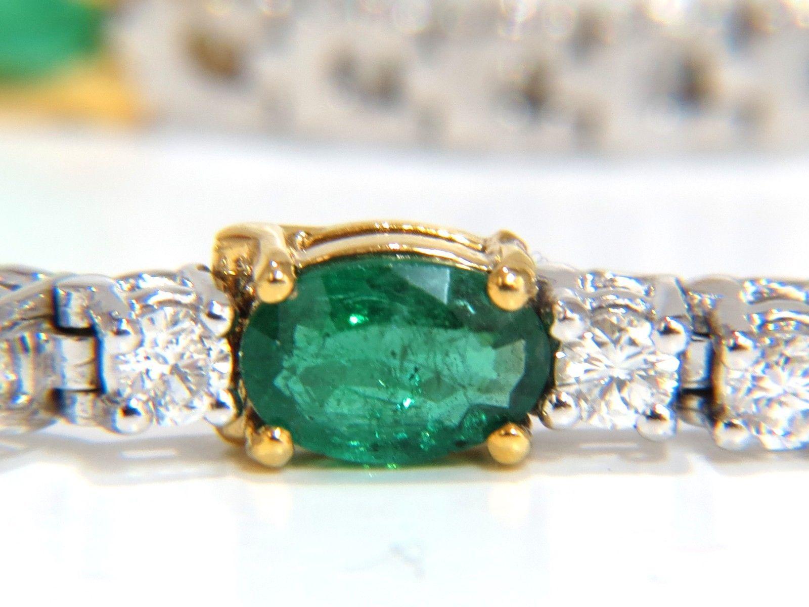 8.52 Carat Natural Emeralds and Diamonds Tennis Bracelet 14 Karat Zambia Greens 2
