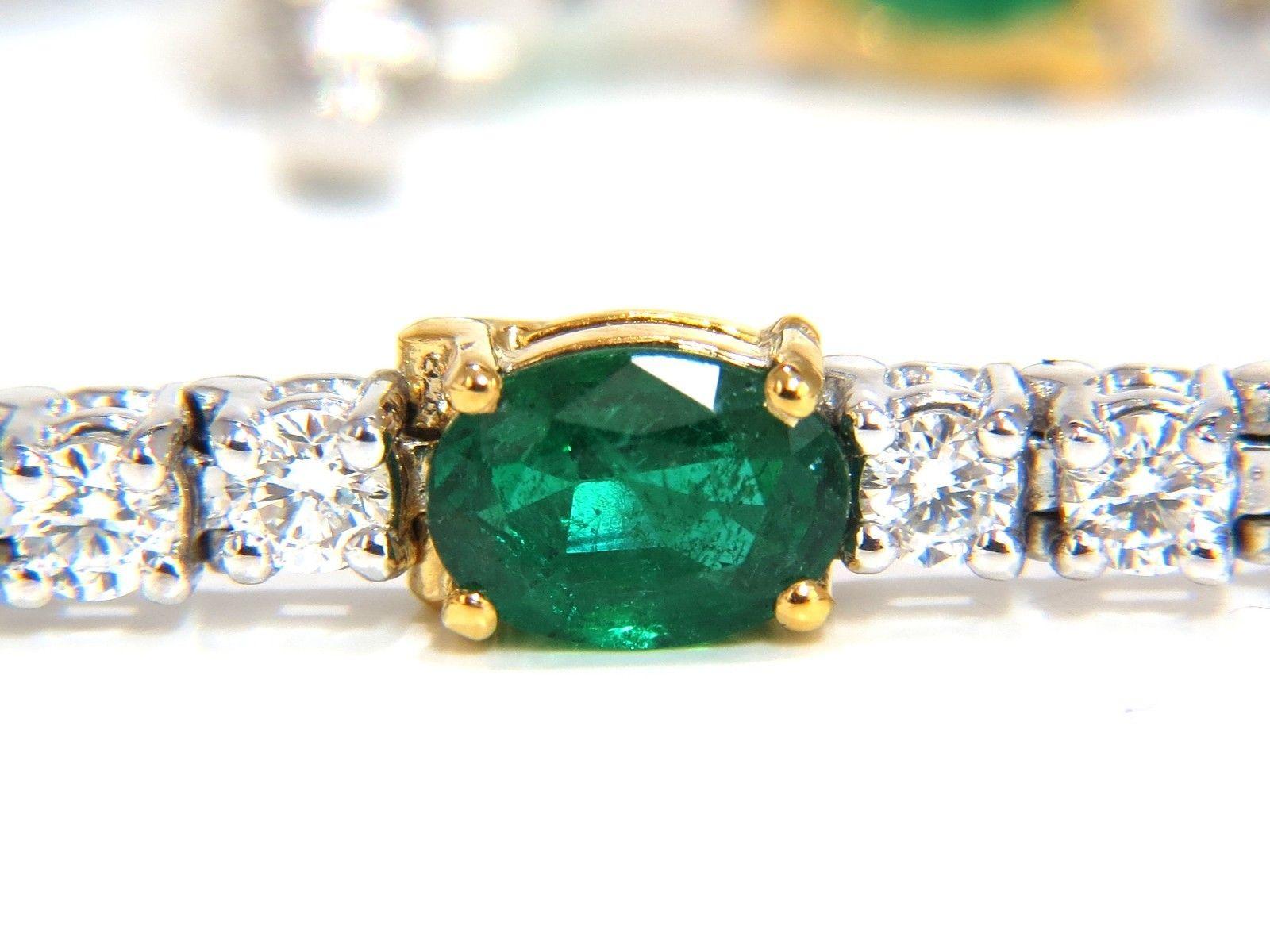 8.52 Carat Natural Emeralds and Diamonds Tennis Bracelet 14 Karat Zambia Greens 3