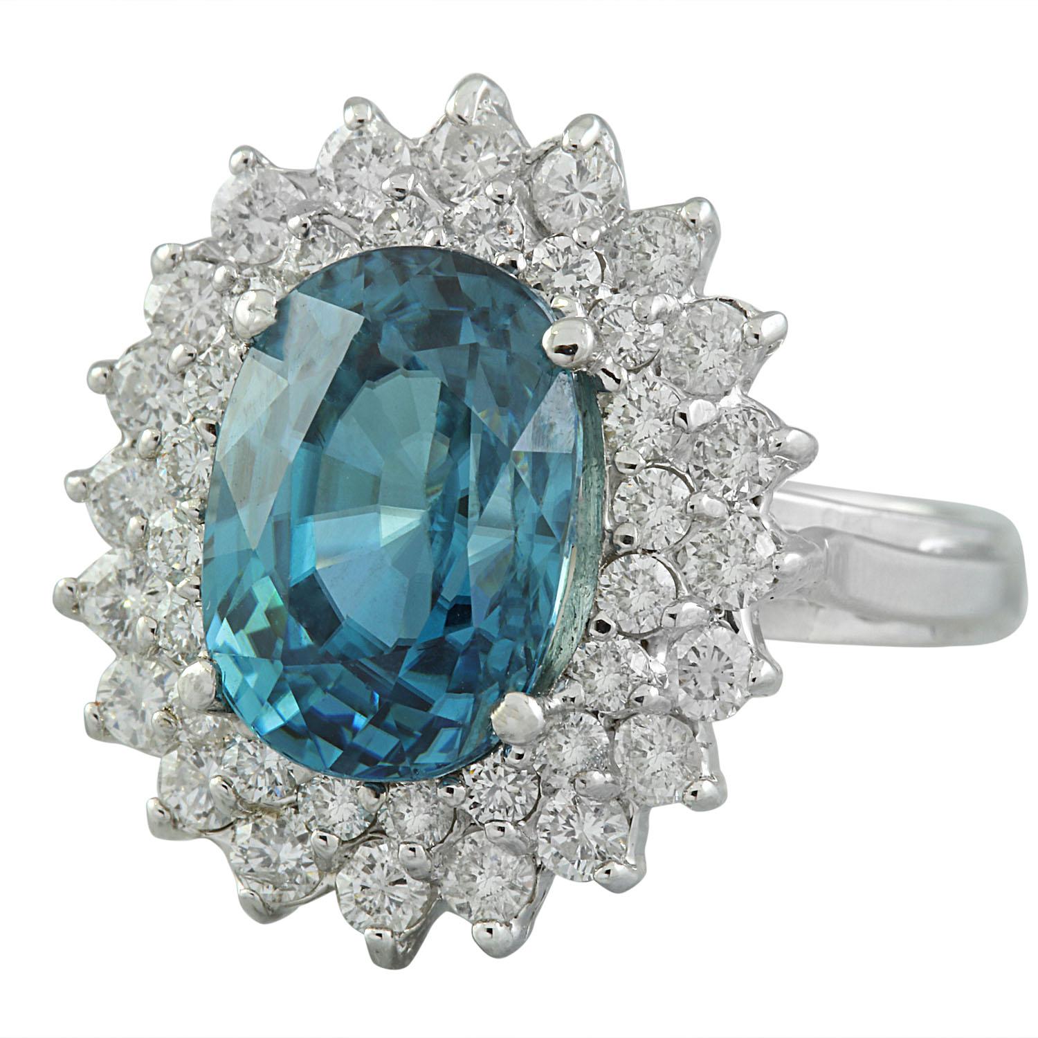 8.52 Carat Natural Zircon 14 Karat Solid White Gold Diamond Ring In New Condition For Sale In Los Angeles, CA