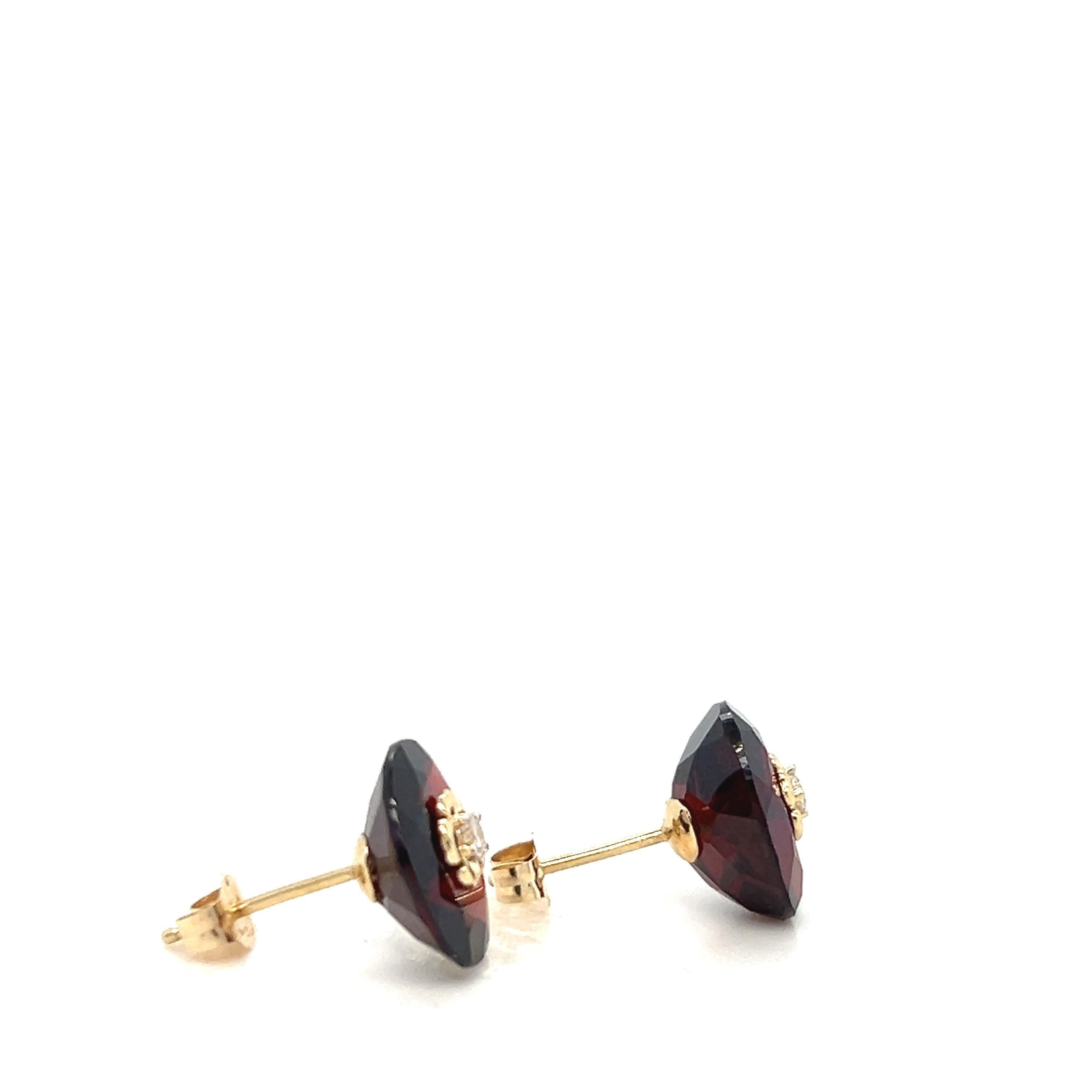 8,52 Karat ovale Granat- und Diamant-Ohrringe aus Gelbgold für Damen oder Herren