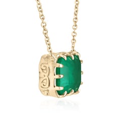 8.52 Carat Rich Green Colombian Emerald Pendant Necklace in Vintage Style