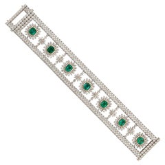 8.526 Carat Emerald Bracelet and Necklace in 18 Karat White Gold with Diamonds