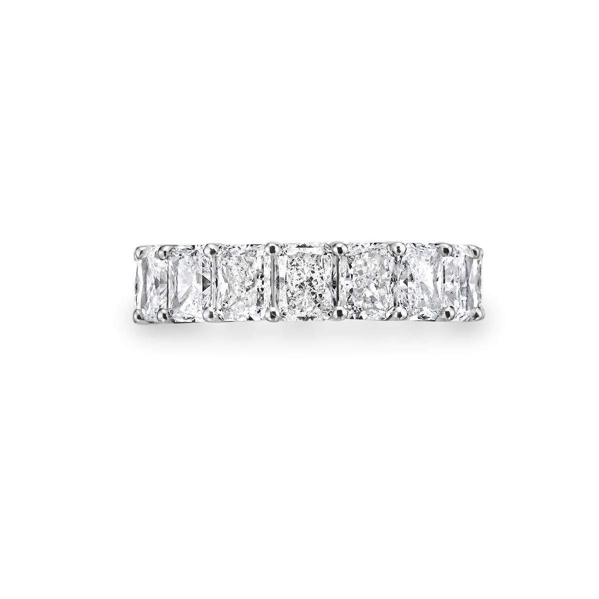 Made with 17 natural diamonds. Long Radiants approximately 0.50ct. each all GIA certified 
D-E-F Colors, VS1-VS2-SI1 clarities. (List available upon request) without visible inclusions.
Made in USA with the best quality. Platinum
Size 6.5