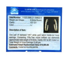 8.52ctw Diamond Inside Out Hoop Earrings in 14K White Gold